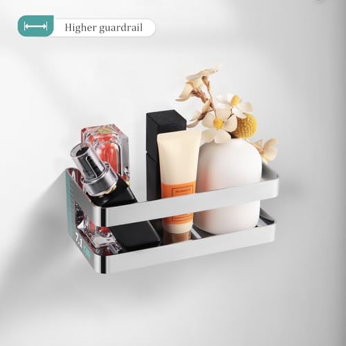 Doucherek, roestvrij staal, badkamerorganizer, doucherek met haken voor shampoo en douchegel (zilver) (20 cm)