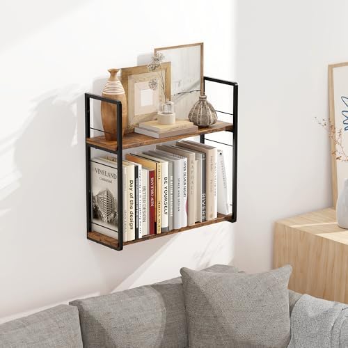 2-delige zwevende wandplanken van massief hout, 40,6 cm wandplank voor het opbergen van boeken, tafelplank, bureauplank, decoratie