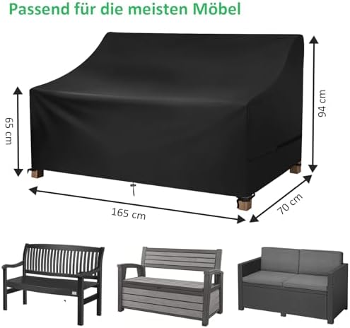 Tuinbankhoes 3-zits, beschermhoezen voor tuinmeubelen, 600D Oxford-weefsel, waterdicht, winddicht, UV-bestendig, scheurvast, beschermend
