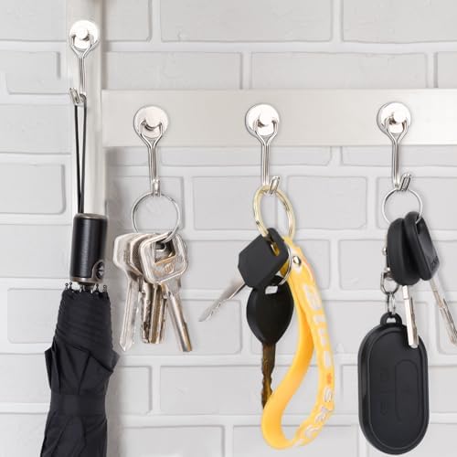 Magnetische haken, extra sterk, 12 stuks, 20 mm, neodymium magnetische haken, draagvermogen 15 kg, draaibare magnetische haken, roestvrijstalen haken voor keuken, koelkast