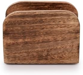 Servethouder van mangohout met gebrand afwerking voor de keuken, staande papieren servethouder voor thuis, feesten, restaurants, hotels, cafés, bars (14 cm x 6,3 cm x 10,2 cm)