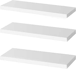 Witte wandplank, set van 3 zwevende planken, moderne witte wandplank, decoratieve wandplank, geschikt voor woonkamer, keuken, slaapkamer, kantoor, hal