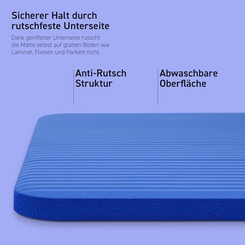 Gymmat Premium I Yogamat antislip en extra dik – incl. draagriem + oefenposter + workout-app I Huidvriendelijke sportmat – 190x60x1,5