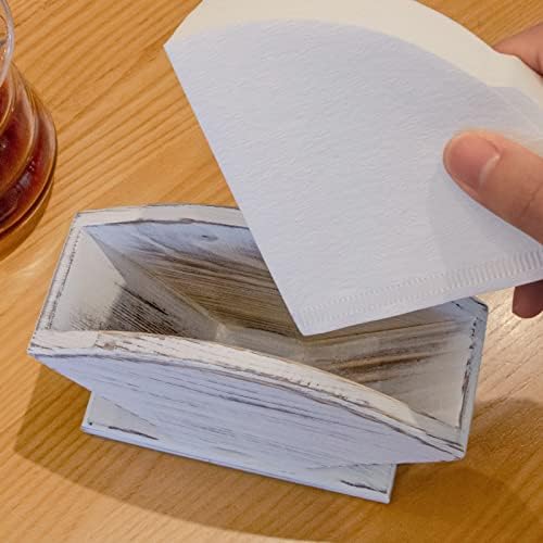 Koffiefilterhouder, filterzakhouder in landhuisstijl van wit grenenhout, houder voor V60 Melitta kegelvormig filterpapier