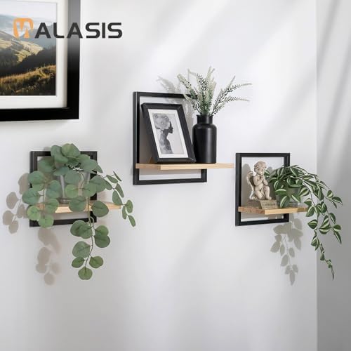 Metalen wandplank voor de woonkamer: set van 3 vierkante planken, moderne wanddecoratie, planken voor aan de muur, wandplank voor slaapkamer, badkamer, hoek