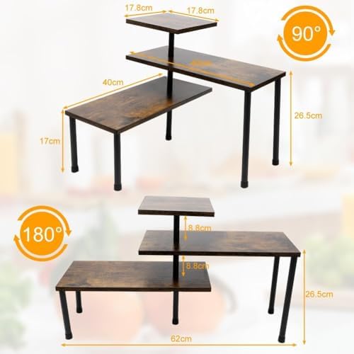 Organizer voor keukenwerkbladen, verstelbare hoekrek, bureau-organizer, keukenrek met 3 planken, koffiebar-standaard, kruidenrek, staand keukenrek