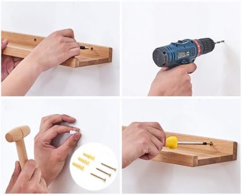 Wandplank in U-vorm, 30 cm zwevende plank in vintage-stijl, hangplank, kantoorplank voor decoratie, woonkamer, slaapkamer en kantoor, houtkleur RF-GB543