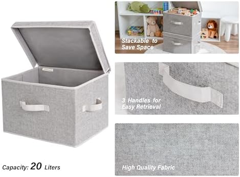 SorageWorks opbergbox van stof met deksel, opvouwbare opbergboxen voor de slaapkamer, decoratieve opbergboxen met deksel, stapelbare opbergboxen met deksel, groot