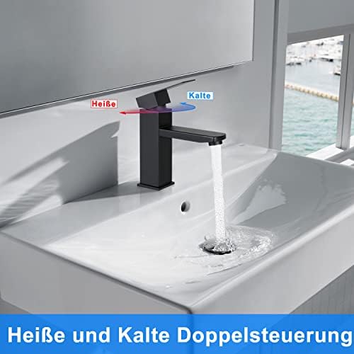 Badkamer wastafelkraan, zwart, warm- en koudwaterkraan, badkamerkraan, hogedruk wastafelkraan, eengreepsmengkraan, badkamerkraan voor Garde