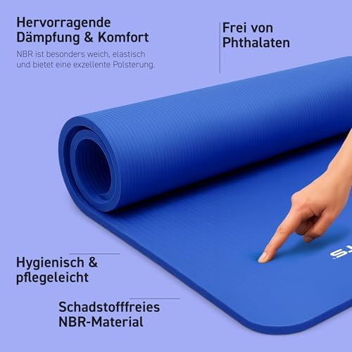 Gymmat Premium I Yogamat antislip en extra dik – incl. draagriem + oefenposter + workout-app I Huidvriendelijke sportmat – 190x60x1,5