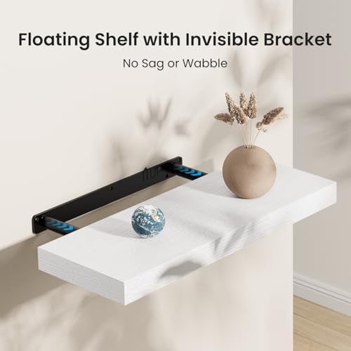 Wandplank, witte wandplanken 40 cm, set van 1 zwevende plank wit, moderne decoratieve planken met strakke afwerking voor slaapkamer, keuken, bureau
