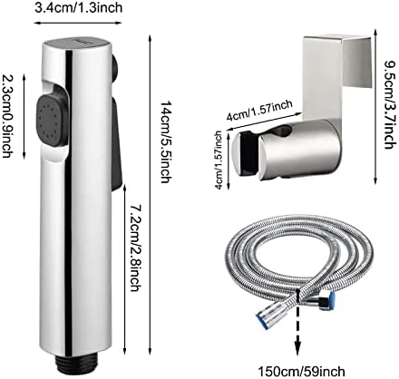 Bidet-handdoucheset, dual-jet-sproeikop, sproeikop van ABS-kunststof met 1,5 m slang en houder voor douche, badkamer, hygiëne, toiletpapier, luierreiniging