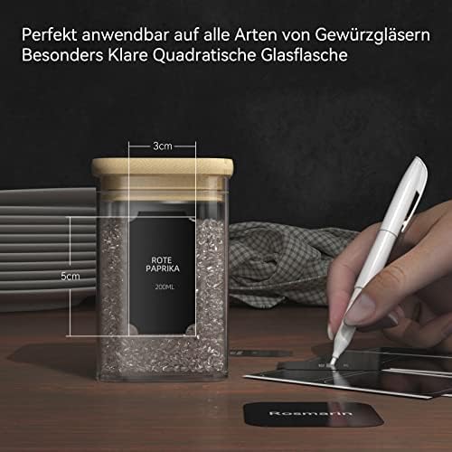 Set vierkante kruidenpotjes – 12 x 200 ml, hoogwaardige glazen kruidenpotjes, glazen potjes met bamboedeksel, luchtdichte voorraadpotjes, glazenset met etiketten en