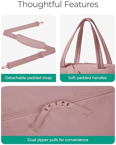 Reistas, sporttas, voor dames, 31 liter, waterafstotend, gewatteerd, handbagage, tas, weekendtas, gevoerd, laptop-handbagage met toilettas, reistas