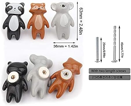 Set van 5 schattige dierenknopjes, keramische knopjes voor kinderen, kastknopjes, handgrepen voor kindermeubels, dierenknopjes voor deuren, lades, ladekasten