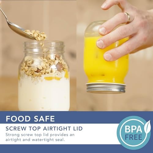 Glazen weckpotten met deksel, luchtdicht, 500 ml, voor overnight oats, zelfgemaakte jam, stevig glas met deksel voor honing, inmaken, conserveren, bewaren