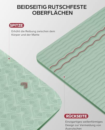 Yogamat XXL – extra grote, brede yogamat, sportmat, fitnessmat, antislip, 198 cm x 137 cm/183 cm x 122 cm/183 cm x 116 cm, extreem slijtvast, gymnastiekmat voor