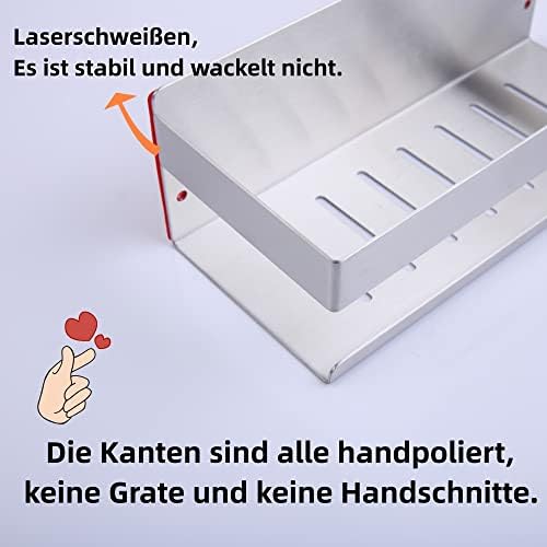 Doucherek zonder boren, doucherek van geborsteld nikkel, wandgemonteerd, roestvrij staal SUS304, roestvrijstalen douchemand, badkamerrek zonder boren, 30 cm, zelf
