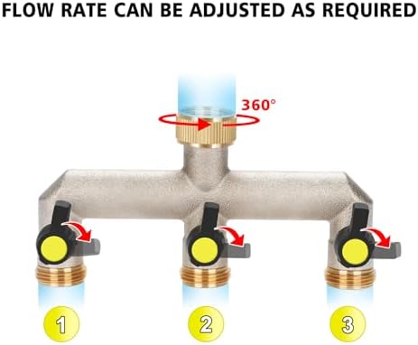 3/4-inch 3-weg-verdeler, wateradapter-slang, verdeler, met kogelkranen, verdeelstuk, kraanaansluiting, wateraansluiting, adapter voor huis en tuin,