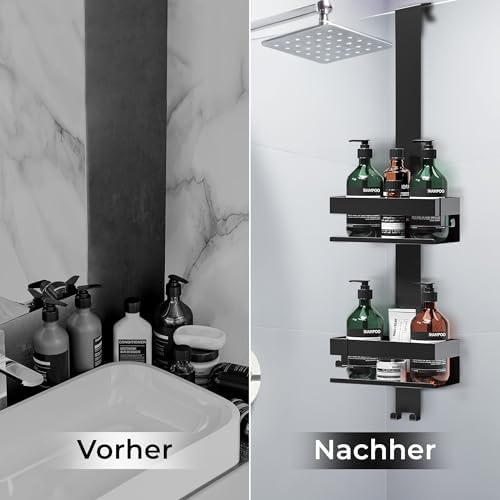 Doucherek om op te hangen zonder te boren – hangrek, badkamerrek, doucherek van roestvrij staal, roestvrije badkamerrekken, douchemand voor de badkamer