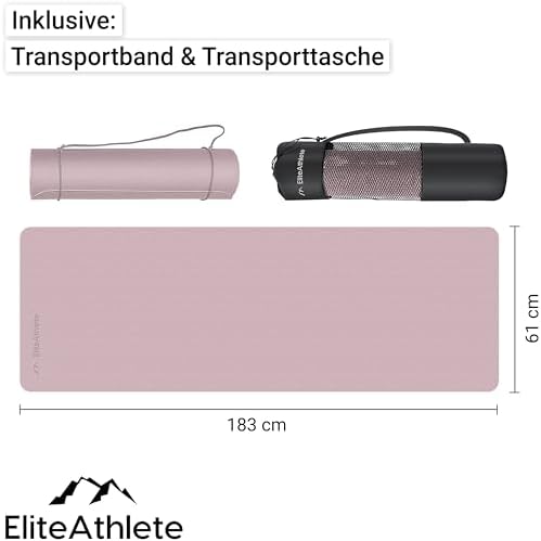 Yogamat – sportmat – fitnessmat – gewatteerde & antislip gymnastiekmat voor fitness, pilates – yogamat – 183 cm x 61 cm x 0,6 cm – training