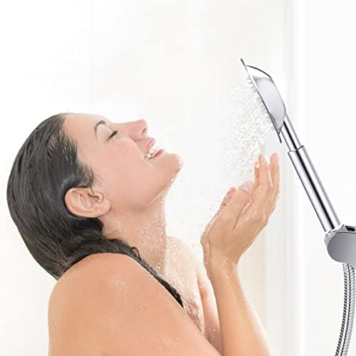 Volledig metalen handdouche, hogedruk douchekoppen, eenvoudige chromen handdouche met teflonband, hoge doorstroming ook bij lage waterdruk, rond