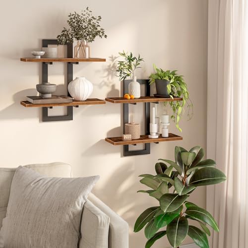 Wandplanken, 2-delige wandplank, zwevende plank 2-delige set, hangende badkamerplanken, 38 cm wandplanken, voor woonkamer, slaapkamer, keuken, Vi