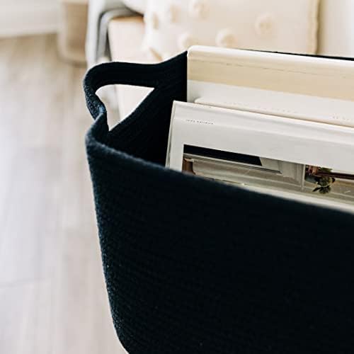 Opbergmanden, opbergbakken van katoenen touw voor planken en kinderkamers, opbergmand voor hondenspeelgoed, decoratieve manden voor speelgoed, handdoeken en boeken – 15 x 10 x 9, zwart