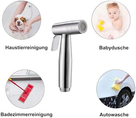 Roestvrijstalen bidet-handdouche, toiletdouchekop met twee standen (straal/stroom), douchekop voor stoffen luiers voor lichaamsverzorging en voor het potje