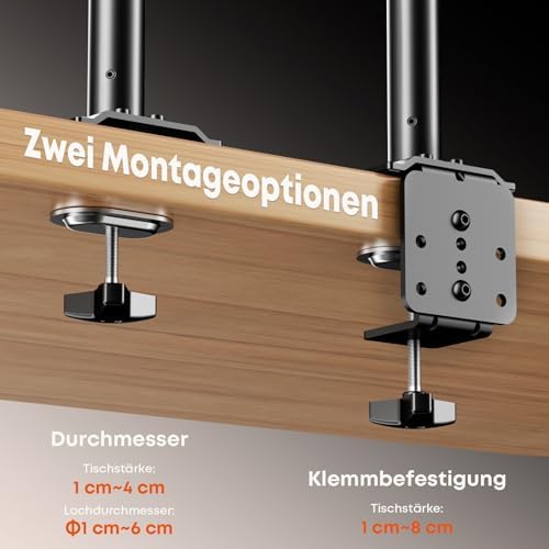 Monitorbeugel voor 4 monitoren van 17 inch – 27 inch – monitortafelbeugel voor LED-LCD-schermen, in hoogte verstelbare monitorbeugel boven elkaar