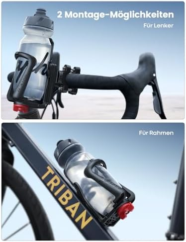Fleshouder Fiets-drankhouder Motorfiets – [Voor flessen met een diameter van 48–71 mm en max. 500 ml] Drinkfleshouder voor e-bike, MTB, kinderwagen, flessen