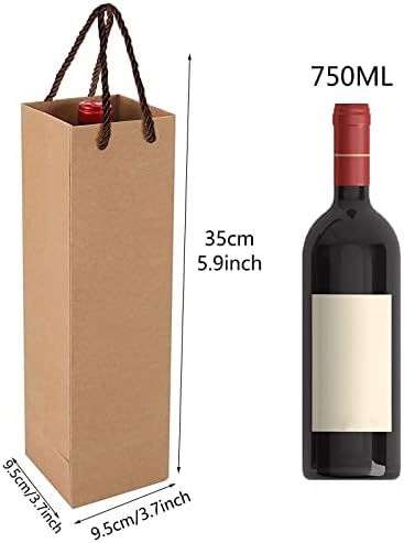 Kraft-wijncadeauzakje, flessenzakjes, cadeauzakje met handvat, 20-pack Kraft-wijnorganizer voor bruiloften, feestcadeauzakjes voor flessen (bruin)