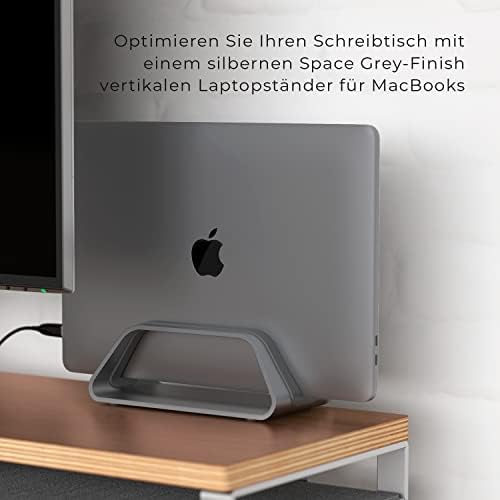 Verticale laptopstandaard, compatibel met MacBook Pro en MacBook Air, houder voor pc-bureaustandaard, aluminium, verwisselbare inzetstukken voor verschillende