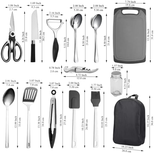 Camping-kookset, 15-delig, roestvrij staal, kampeeruitrusting, ideaal voor trektochten, barbecues, kamperen en wandelingen.