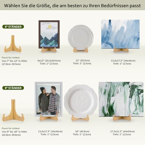 Bordhouder, 6-inch bordhouder, bamboe fotostandaard, fotolijst, mini-tafel-ezel, decoratieve standaards en houders voor borden, boeken en P