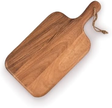 Snijplank van acaciahout voor vlees, kaas, brood, groenten en fruit met handgreep, 15" x 7"