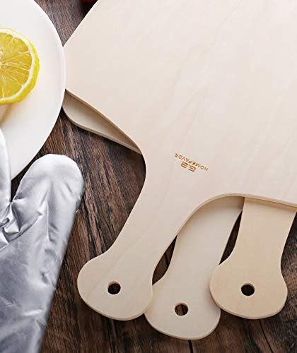 Houten pizzaschep, 42 x 30 cm, pizzaschep, tarte flambée-plank, pizzaplank voor zelfgemaakte pizza en brood (set van 3)