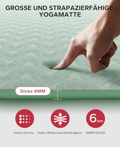 Yogamat XXL – extra grote, brede yogamat, sportmat, fitnessmat, antislip, 198 cm x 137 cm/183 cm x 122 cm/183 cm x 116 cm, extreem slijtvast, gymnastiekmat voor