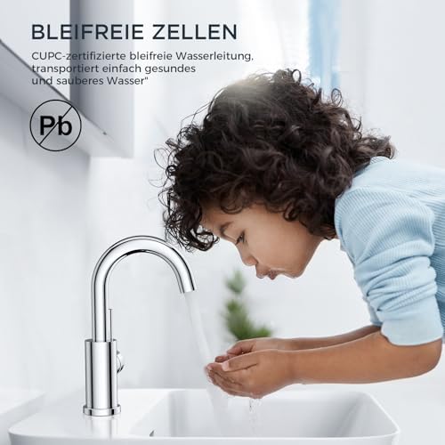 Badkamerkraan, hoog, 360° draaibaar, roestvrijstalen wastafelkraan, hoog, met warm-/koudwatermengkraan, eenvoudige montage voor badkamer-/keukengootsteen, kleine motorh