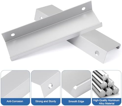 Set van 4 verborgen deurklinken, ladegrepen, aluminium kastgrepen, zilver, verborgen kastgrepen, moderne ladegrepen, verborgen kastgrepen