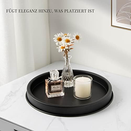 Decoratief dienblad, decoratieve kaarsenplateaus, zwart rond decoratief bord, metalen dienblad, mat, 30 cm