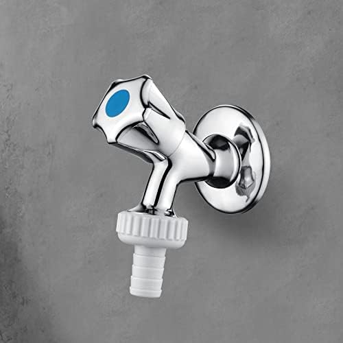 Apparaatkraan 1/2 inch wandaansluiting, 3/4 inch uitlaat (voor aansluiting op wasmachine/vaatwasser), terugslagklep, zilver