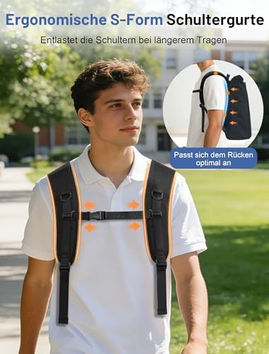 Rugzak voor dames en heren, rolltop-rugzak, waterdichte laptoprugzak, schoolrugzak met 15,6-inch laptopvak, vrijetijdsrugzak, dagrugzak voor de universiteit