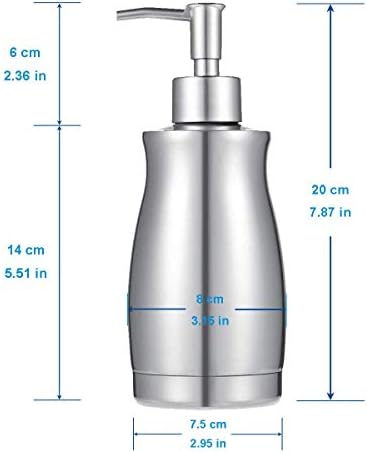 Zeepdispenser van roestvrij staal, 400 ml, afwasmiddeldispenser met 2 pompkoppen en borstels, navulbare zeepdispenser, geschikt voor handzeep, shampoo, douchegel, wasmiddel, keuken, badkamer