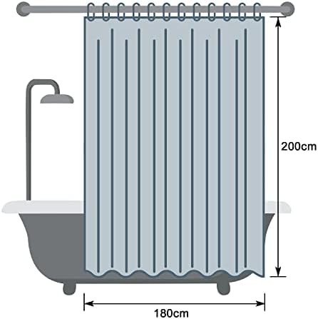 Schimmelwerend douchegordijn 180 x 200 cm met 3 sterkere magneten aan de onderkant, transparant met 3D-kiezelpatroon, waterdicht EVA-kunststof douchegordijn voor