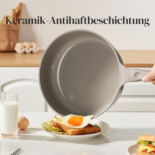 Pannenset, keramische pannenset, inductie, kookgerei, 11-delig, inductiepannenset met glazen deksel, PTFE-vrij, PFAS-vrij, geschikt voor alle soorten fornuizen