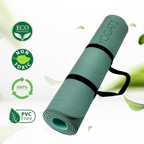 Sportmat, fitnessmat, antislip met draagriem. Gymnastiekmat voor yoga, pilates en fitness. Yogamat voor mannen en vrouwen. Yogamat, antislip