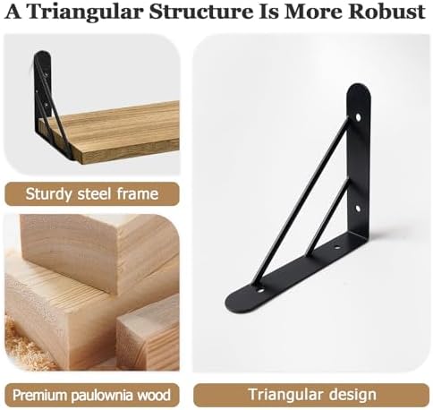 Houten wandplank, set van 3 wandplanken, planken 29/36/42 cm, zwevende houten plank, maximale belasting 40 lbs, voor woonkamer, slaapkamer, badkamer