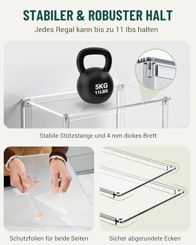 Transparant kruidenrek, keukenorganizer, gemonteerde keukenkast-organizer, set van 2 stapelbare kruidenorganizers, keukenhoekrek, mini-rek voor aanrecht