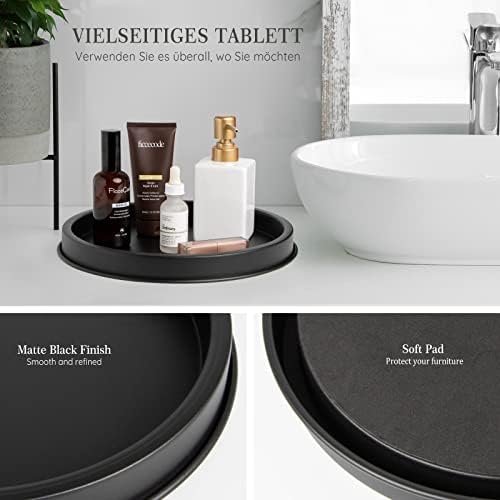 Decoratief dienblad, decoratieve kaarsenplateaus, zwart rond decoratief bord, metalen dienblad, mat, 30 cm